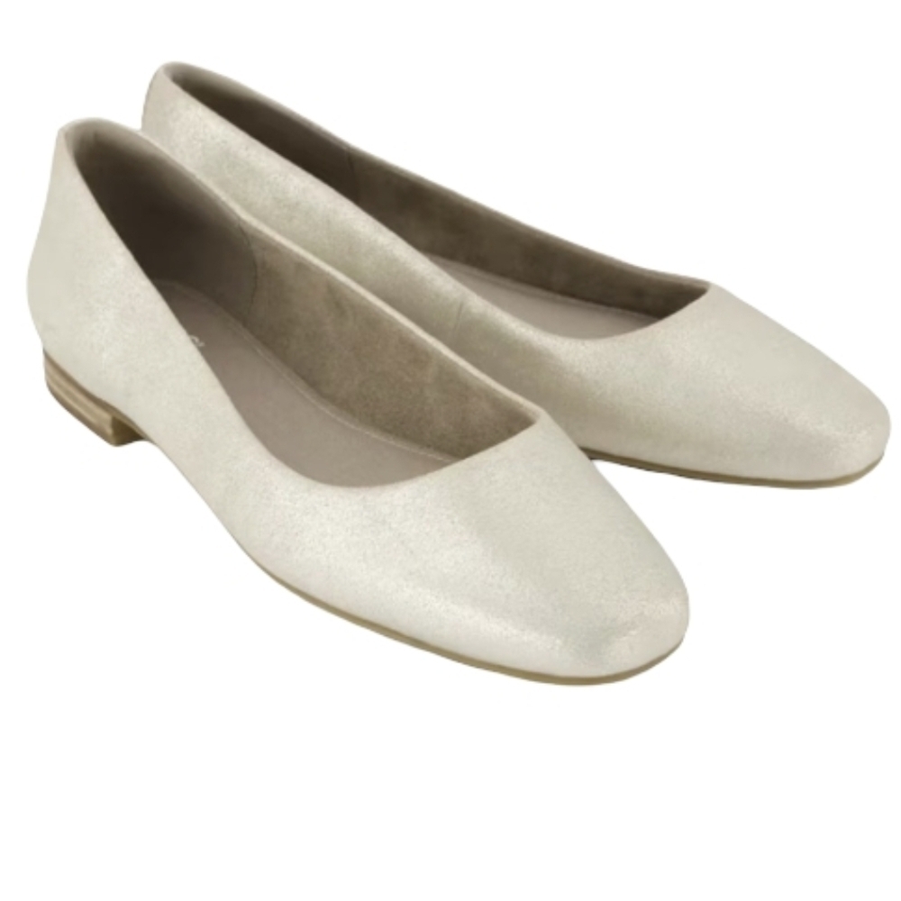 TOMS Women's Briella Ballet Flats in Silver/Light Metallic Suede sz 7.5
